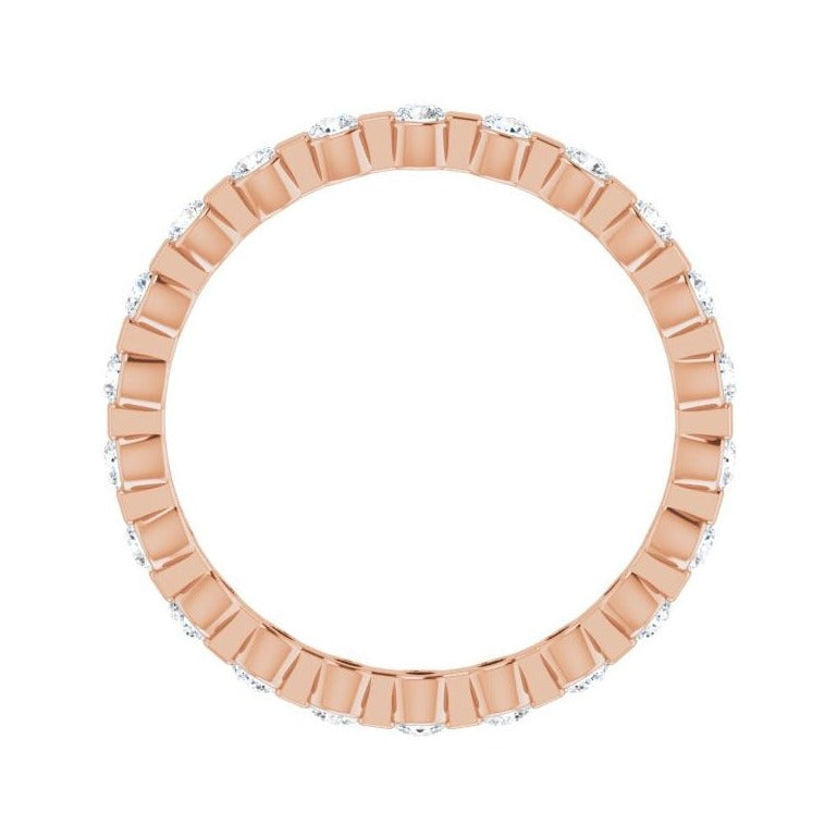 Sapphire Row Lab-Grown Diamond Channel Station Eternity Band - 14K Rose Gold, 2 mm, 7.5 (view 2)