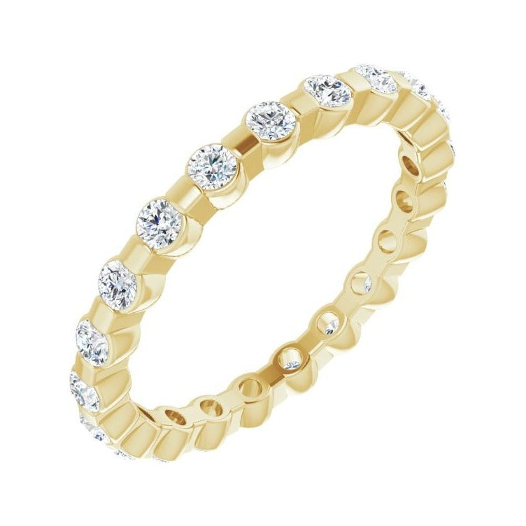 Sapphire Row Lab-Grown Diamond Channel Station Eternity Band - 14K Yellow Gold, 2 mm, 6