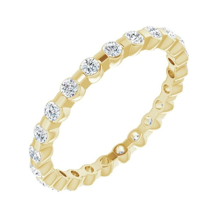 Sapphire Row Lab-Grown Diamond Channel Station Eternity Band - 14K Yellow Gold, 2 mm, 8