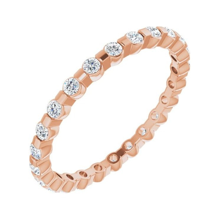 Sapphire Row Lab-Grown Diamond Channel Station Eternity Band - 14K Rose Gold, 1.5 mm, 4.5