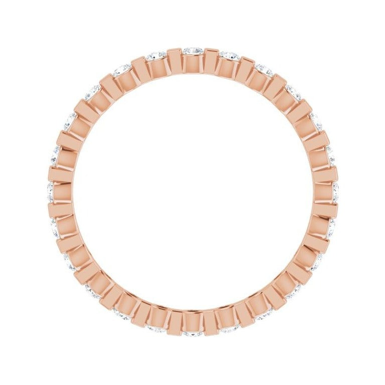 Sapphire Row Lab-Grown Diamond Channel Station Eternity Band - 14K Rose Gold, 1.5 mm, 4.5 (view 2)