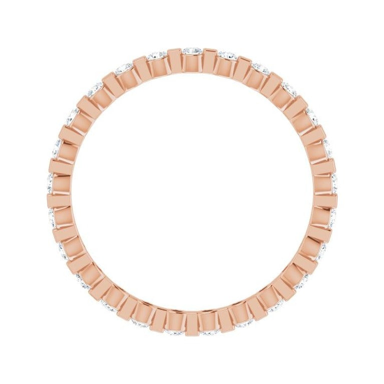 Sapphire Row Lab-Grown Diamond Channel Station Eternity Band - 14K Rose Gold, 1.5 mm, 5.5 (view 2)