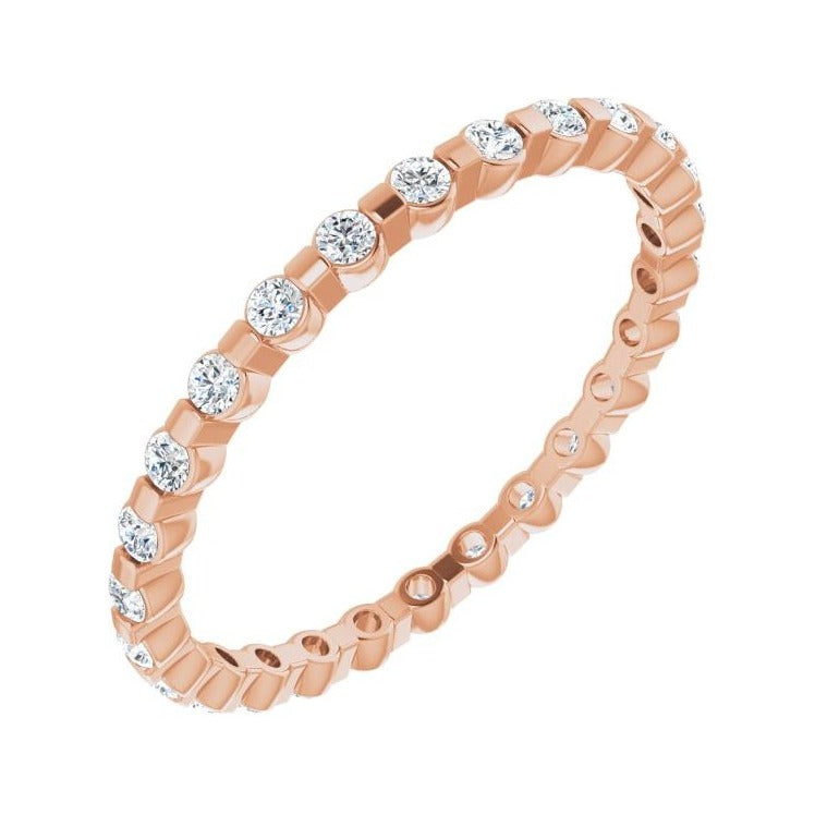 Sapphire Row Lab-Grown Diamond Channel Station Eternity Band - 14K Rose Gold, 1.5 mm, 6.5