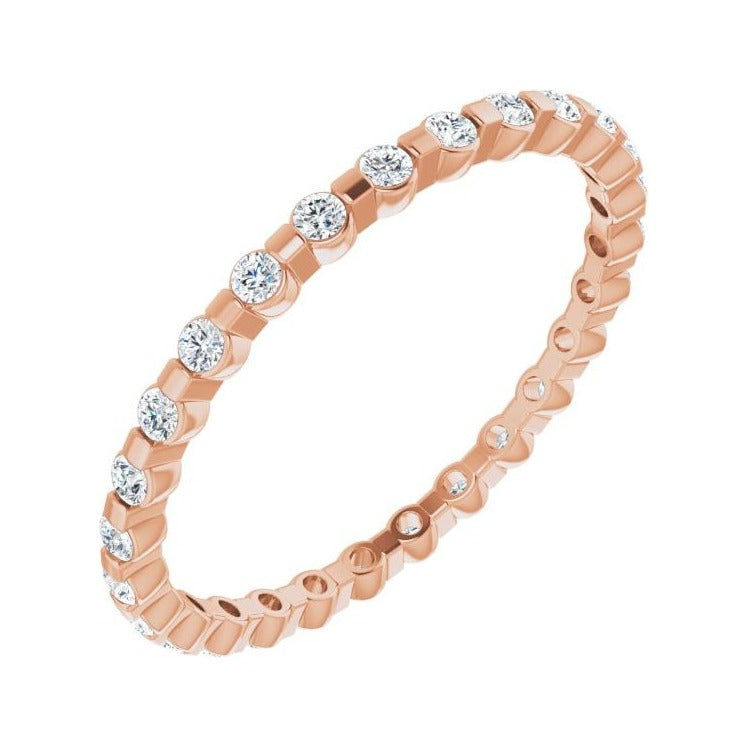 Sapphire Row Lab-Grown Diamond Channel Station Eternity Band - 14K Rose Gold, 1.5 mm, 7.5