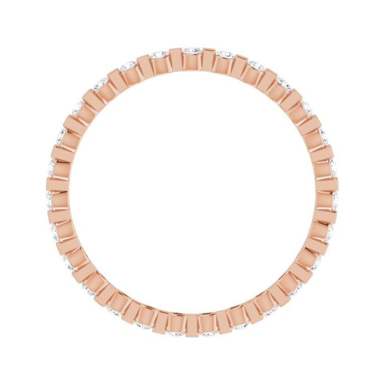 Sapphire Row Lab-Grown Diamond Channel Station Eternity Band - 14K Rose Gold, 1.5 mm, 7.5 (view 2)