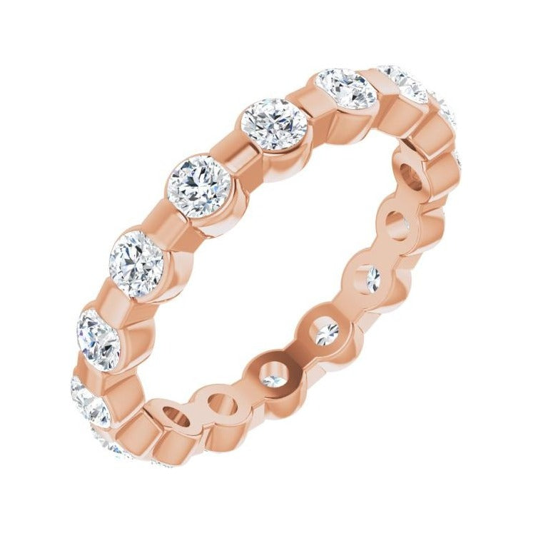 Sapphire Row Lab-Grown Diamond Channel Station Eternity Band - 14K Rose Gold, 2.5 mm, 4.5