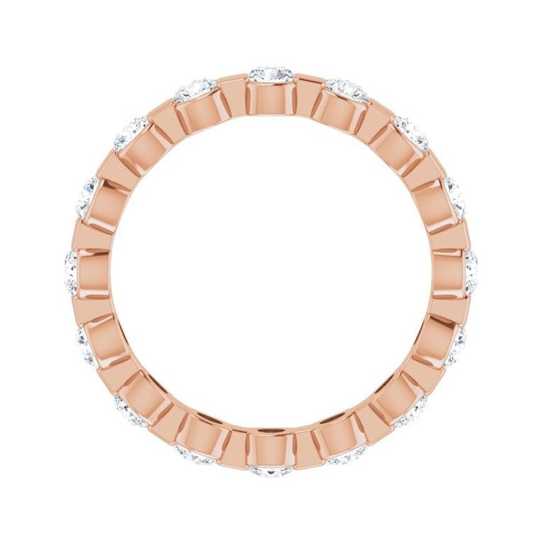 Sapphire Row Lab-Grown Diamond Channel Station Eternity Band - 14K Rose Gold, 2.5 mm, 4.5 (view 2)