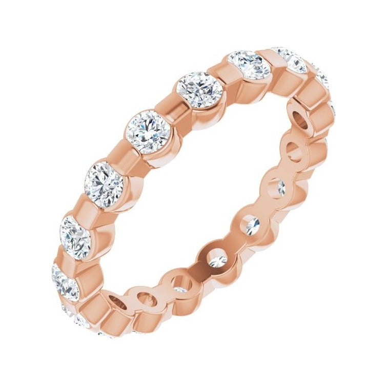 Sapphire Row Lab-Grown Diamond Channel Station Eternity Band - 14K Rose Gold, 2.5 mm, 5.5