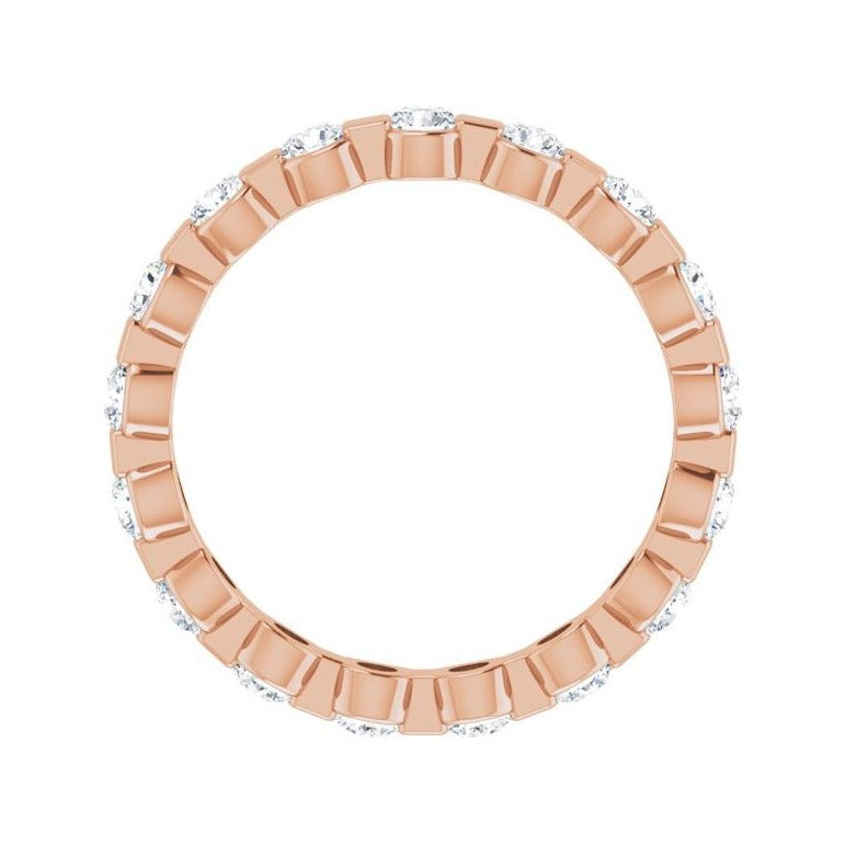 Sapphire Row Lab-Grown Diamond Channel Station Eternity Band - 14K Rose Gold, 2.5 mm, 5.5 (view 2)
