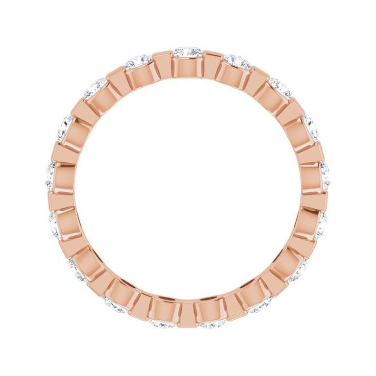 Sapphire Row Lab-Grown Diamond Channel Station Eternity Band - 14K Rose Gold, 2.5 mm, 6.5 (view 2)