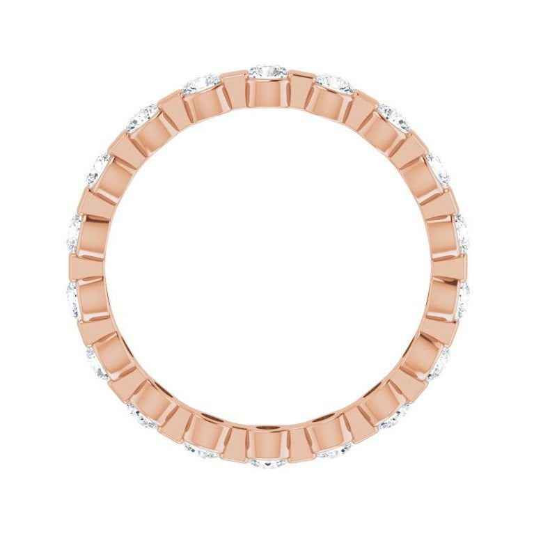 Sapphire Row Lab-Grown Diamond Channel Station Eternity Band - 14K Rose Gold, 2.5 mm, 7.5 (view 2)