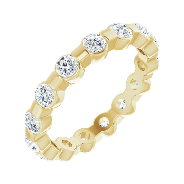 Sapphire Row Lab-Grown Diamond Channel Station Eternity Band - 14K Yellow Gold, 2.5 mm, 4