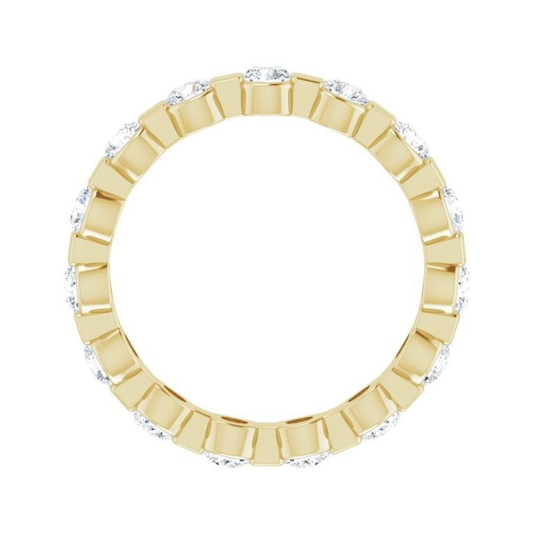 Sapphire Row Lab-Grown Diamond Channel Station Eternity Band - 14K Yellow Gold, 2.5 mm, 4 (view 2)