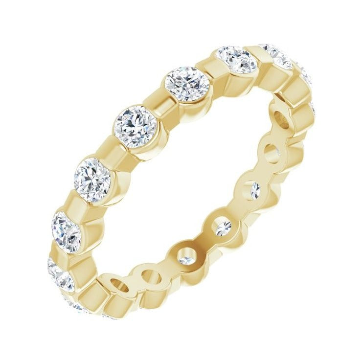 Sapphire Row Lab-Grown Diamond Channel Station Eternity Band - 14K Yellow Gold, 2.5 mm, 5