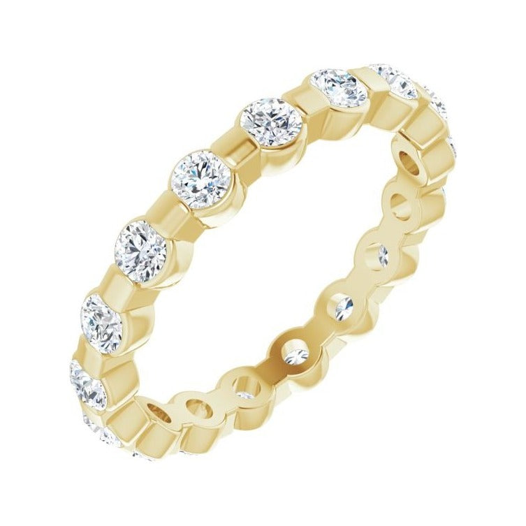 Sapphire Row Lab-Grown Diamond Channel Station Eternity Band - 14K Yellow Gold, 2.5 mm, 6