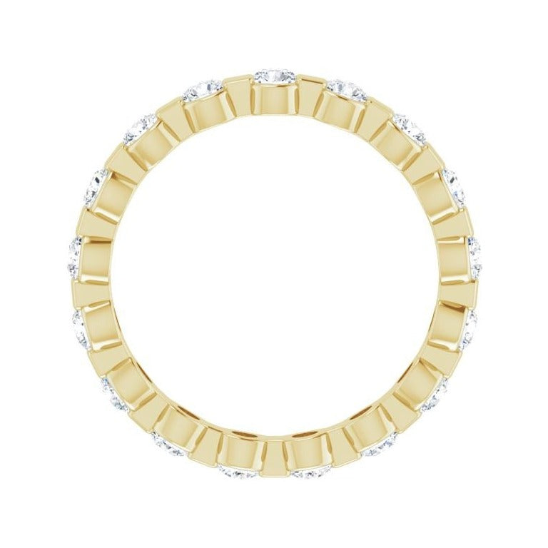 Sapphire Row Lab-Grown Diamond Channel Station Eternity Band - 14K Yellow Gold, 2.5 mm, 6 (view 2)