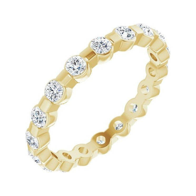 Sapphire Row Lab-Grown Diamond Channel Station Eternity Band - 14K Yellow Gold, 2.5 mm, 8