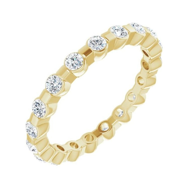 Sapphire Row Lab-Grown Diamond Channel Station Eternity Band - 14K Yellow Gold, 2 mm, 4.5