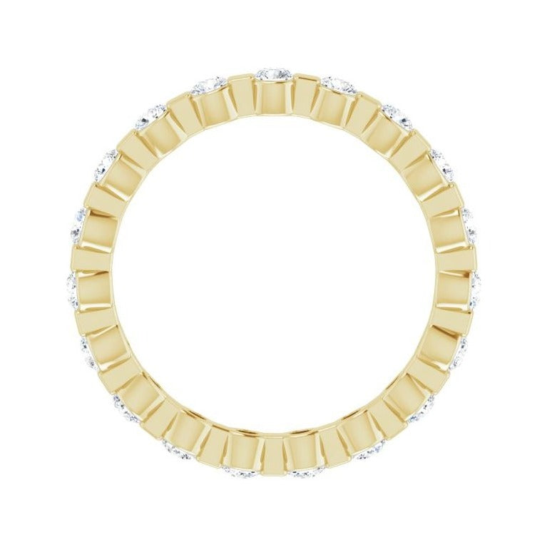 Sapphire Row Lab-Grown Diamond Channel Station Eternity Band - 14K Yellow Gold, 2 mm, 4.5 (view 2)