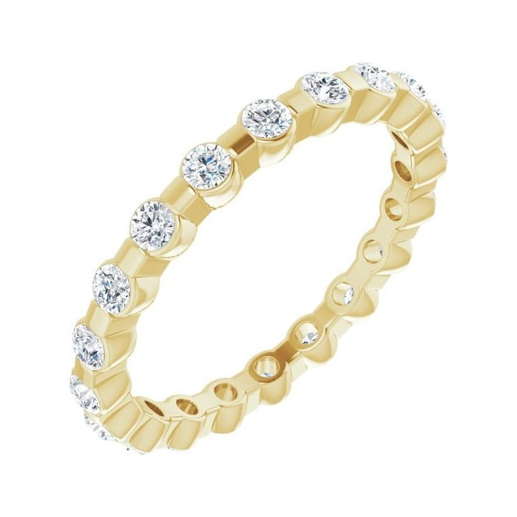 Sapphire Row Lab-Grown Diamond Channel Station Eternity Band - 14K Yellow Gold, 2 mm, 5.5