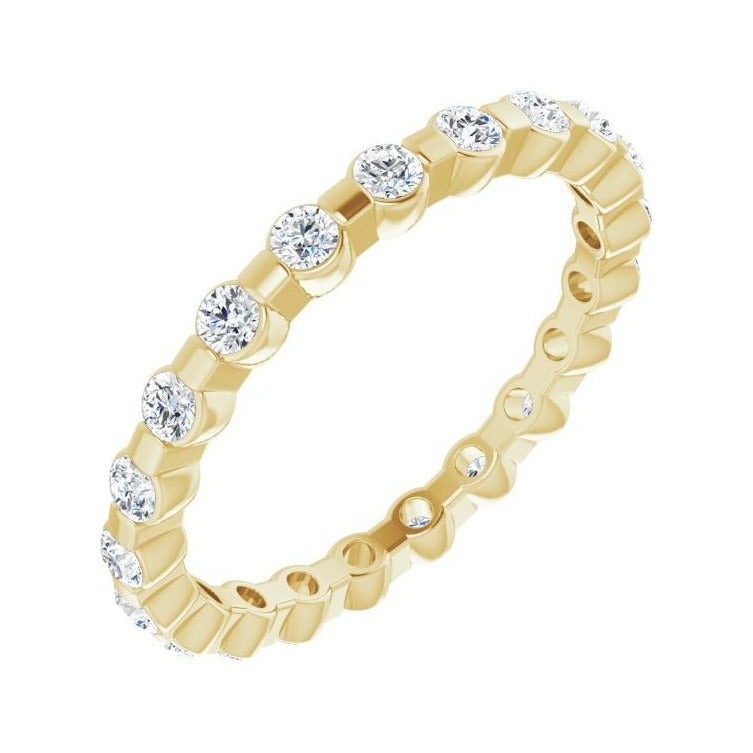 Sapphire Row Lab-Grown Diamond Channel Station Eternity Band - 14K Yellow Gold, 2 mm, 6.5