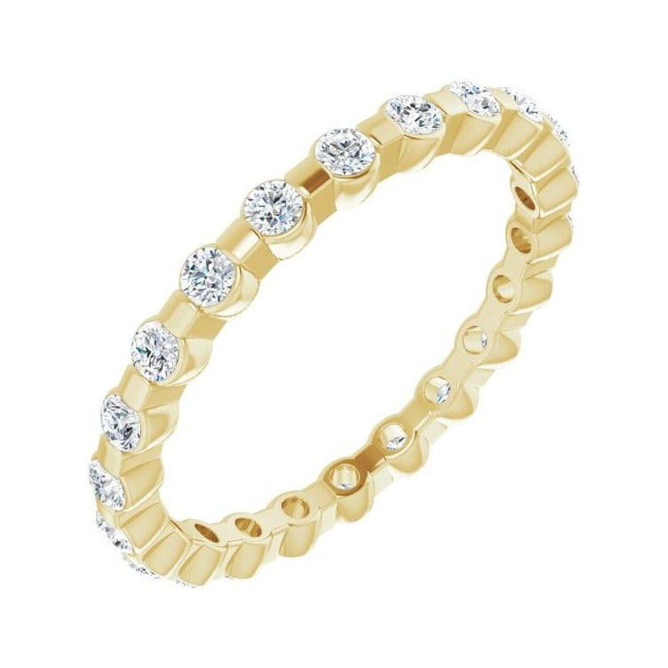 Sapphire Row Lab-Grown Diamond Channel Station Eternity Band - 14K Yellow Gold, 2 mm, 7.5