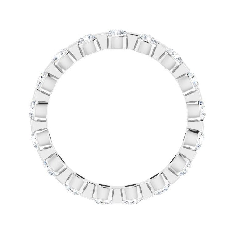 Sapphire Row Lab-Grown Diamond Channel Station Eternity Band - 14K White Gold, 2.5 mm, 6 (view 2)