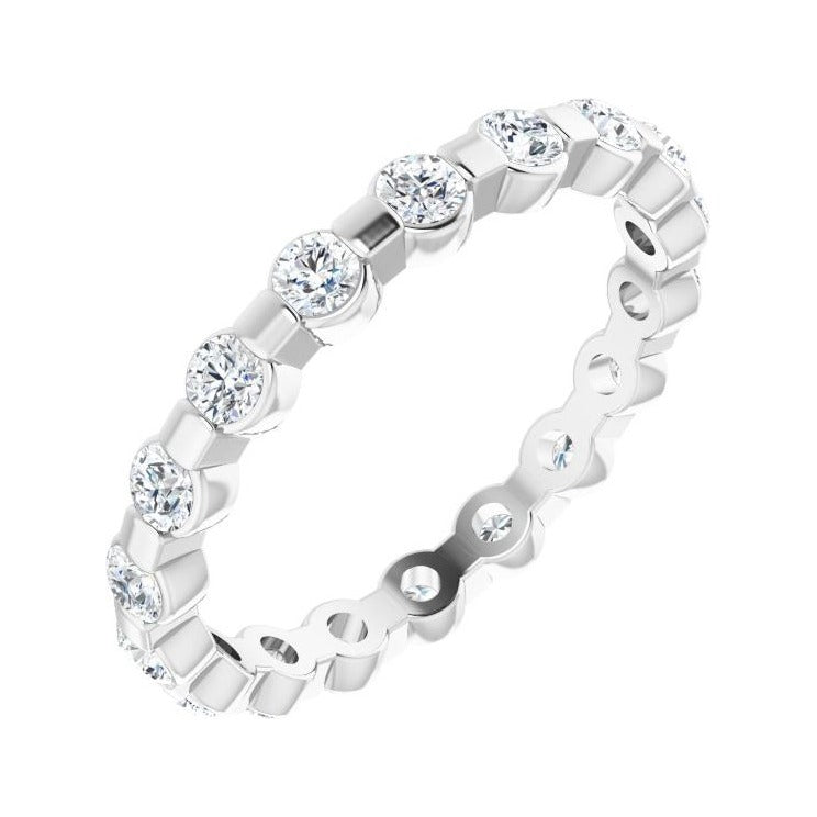 Sapphire Row Lab-Grown Diamond Channel Station Eternity Band - 14K White Gold, 2.5 mm, 8