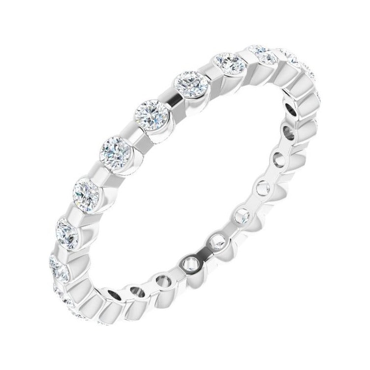 Sapphire Row Lab-Grown Diamond Channel Station Eternity Band - 14K White Gold, 2 mm, 7.5