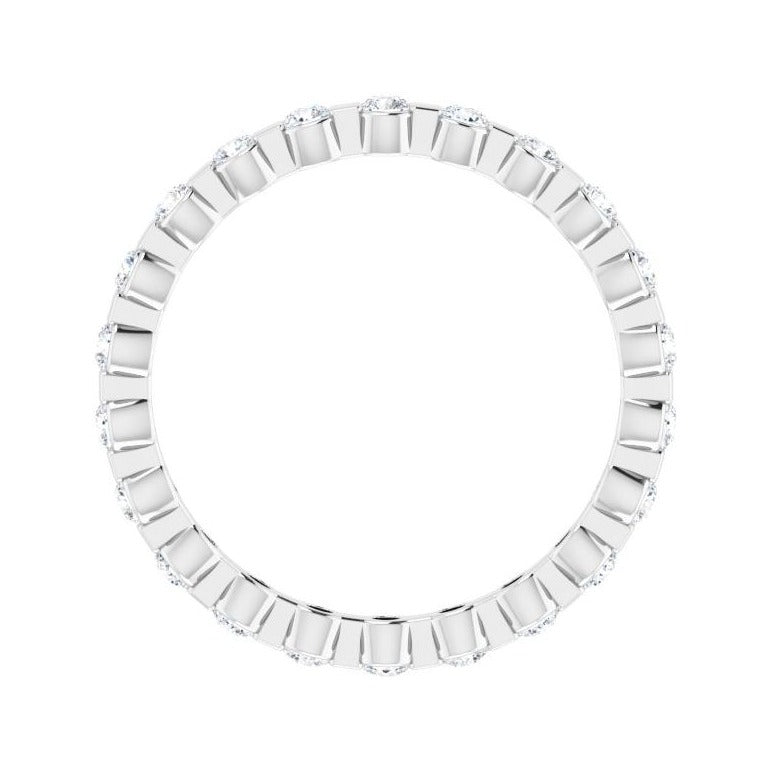 Sapphire Row Lab-Grown Diamond Channel Station Eternity Band - 14K White Gold, 2 mm, 7.5 (view 2)