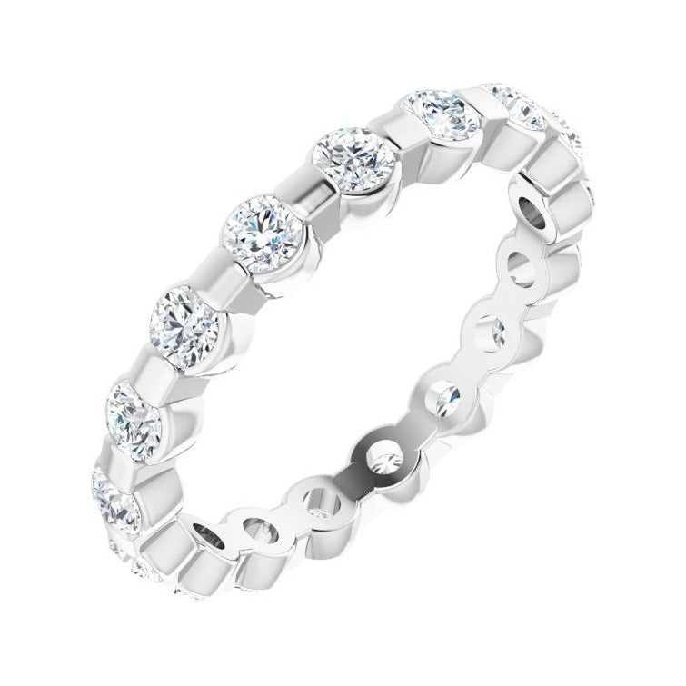 Sapphire Row Lab-Grown Diamond Channel Station Eternity Band - Platinum, 2.5 mm, 5.5