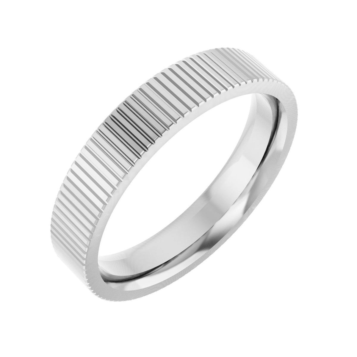 Sapphire Row Gold Ribbed Band - 10K White Gold
