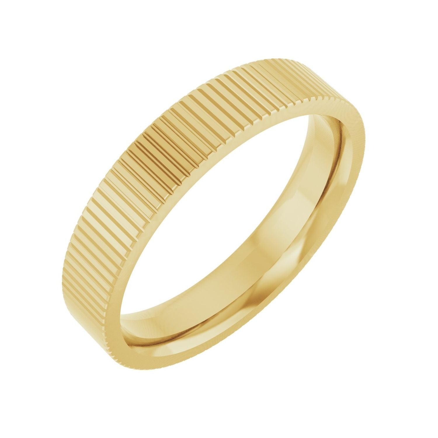 Sapphire Row Gold Ribbed Band - 10K Yellow Gold