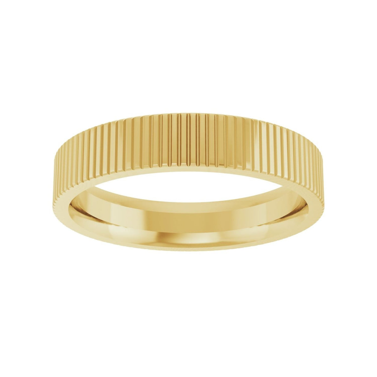 Sapphire Row Gold Ribbed Band - 10K Yellow Gold (view 3)
