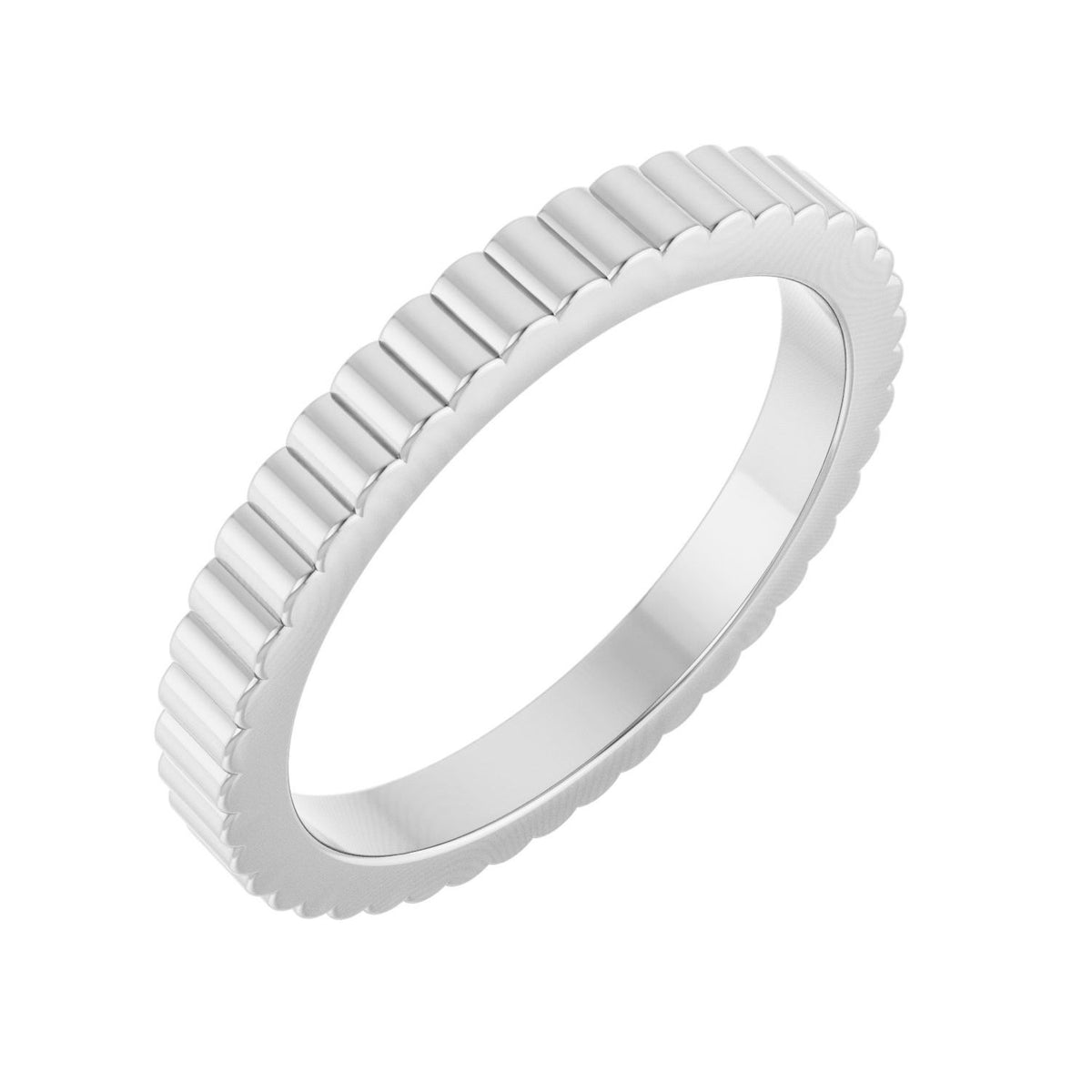 Sapphire Row Gold Petite Ribbed Band - 14K White Gold, 2 mm, 6