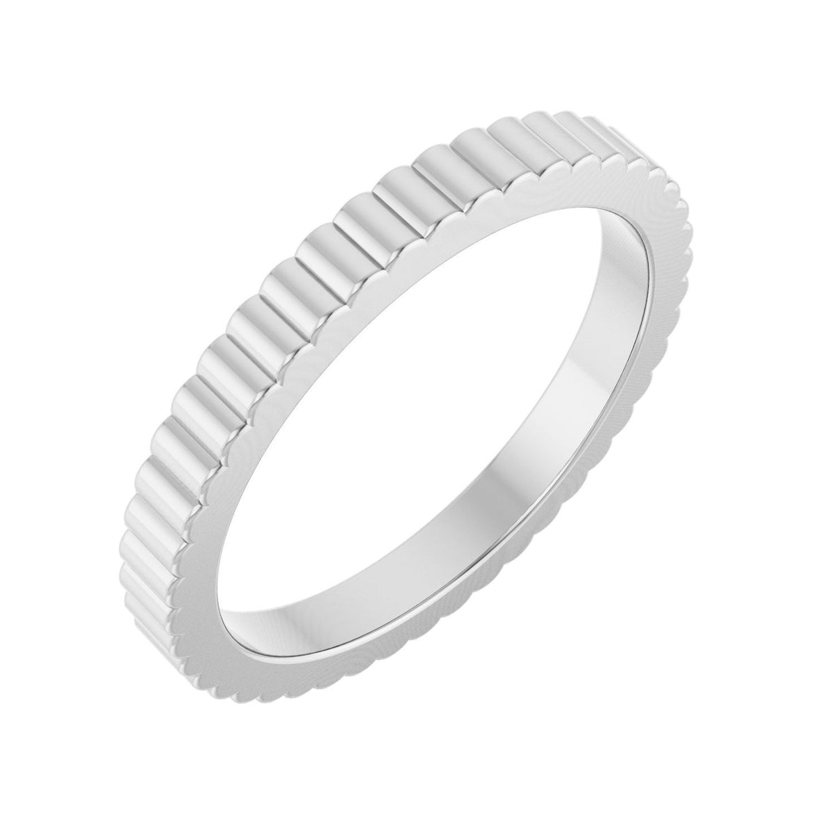 Sapphire Row Gold Petite Ribbed Band - 14K White Gold, 2 mm, 7