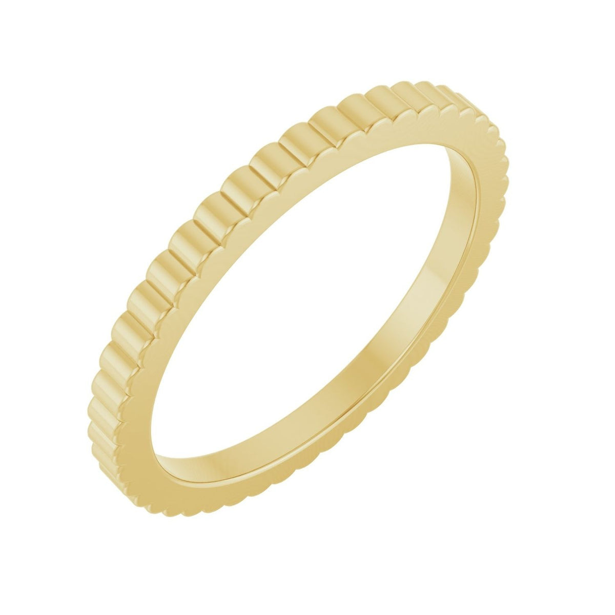 Sapphire Row Gold Petite Ribbed Band - 18K Yellow Gold, 1.5 mm, 7.5