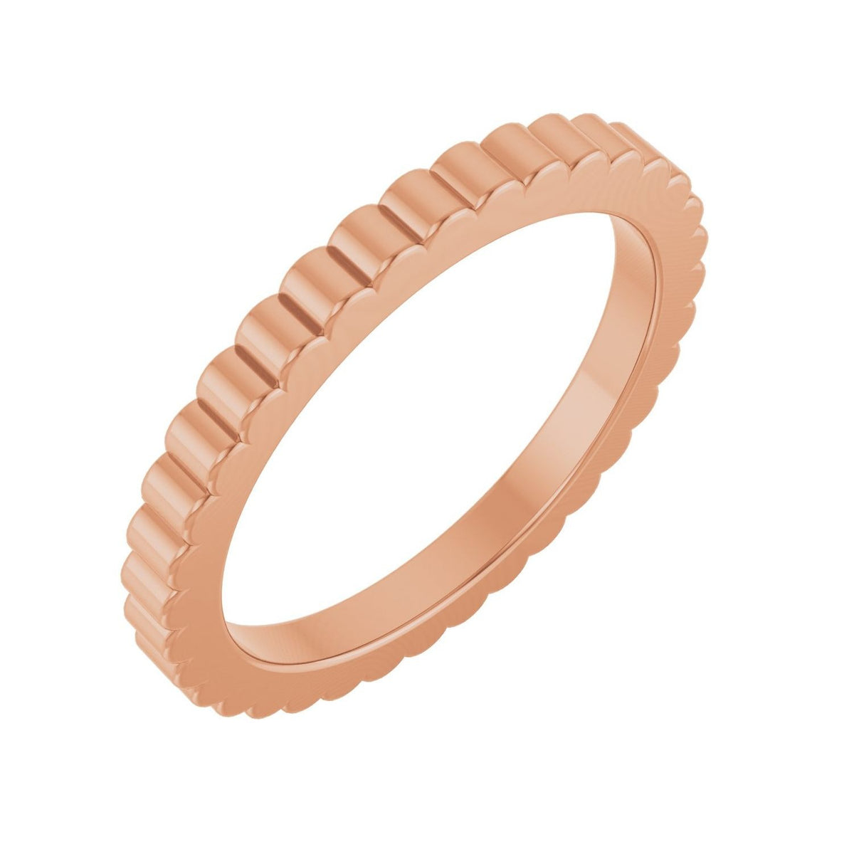 Sapphire Row Gold Petite Ribbed Band - 18K Rose Gold, 1.5 mm, 4