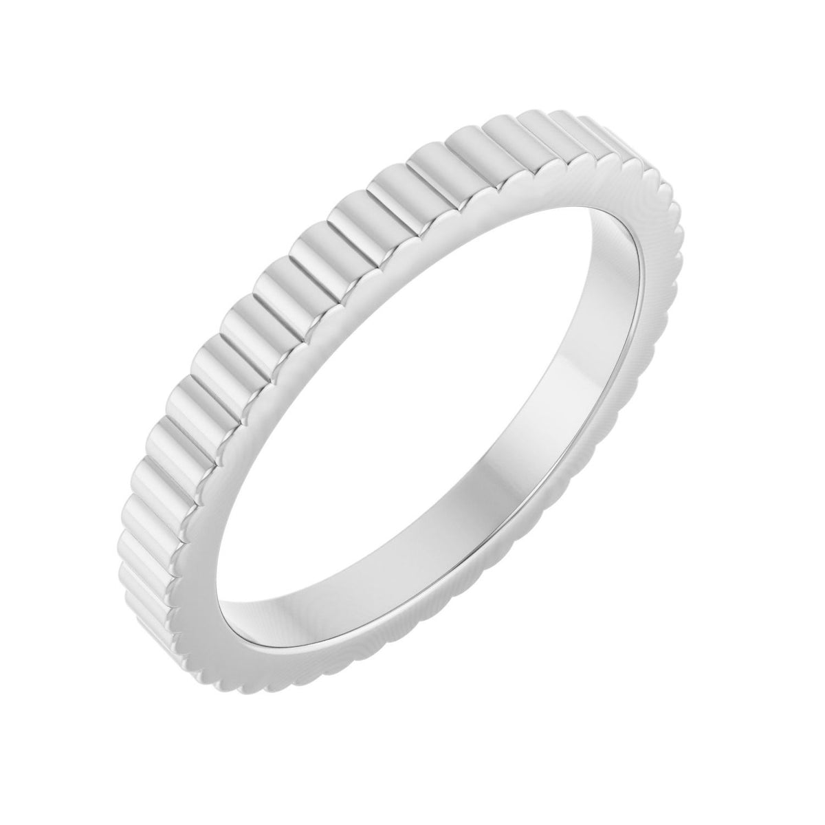Sapphire Row Gold Petite Ribbed Band - Platinum, 2 mm, 6.5