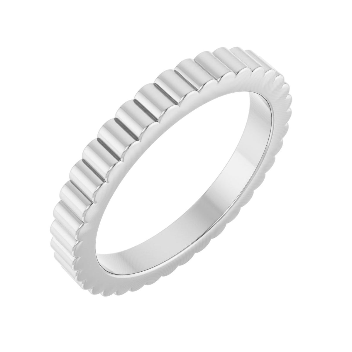 Sapphire Row Gold Petite Ribbed Band - 14K White Gold, 2 mm, 4.5