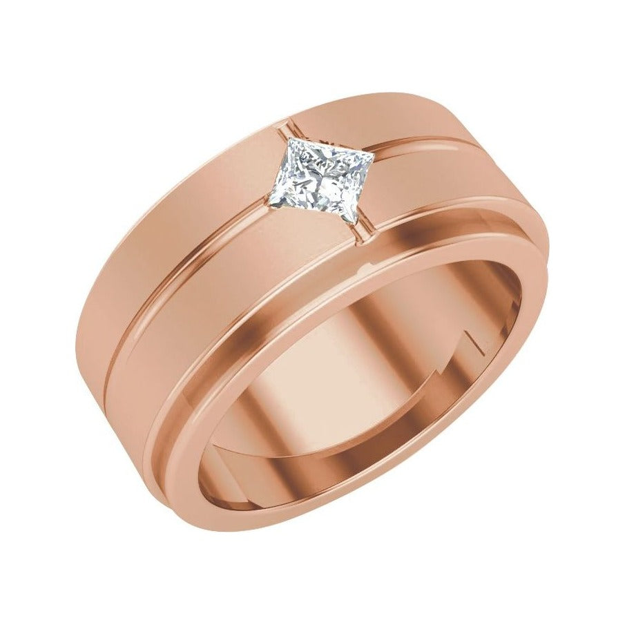 Sapphire Row Lab-Grown Diamond Grooved Princess-Cut Band - 14K Rose Gold