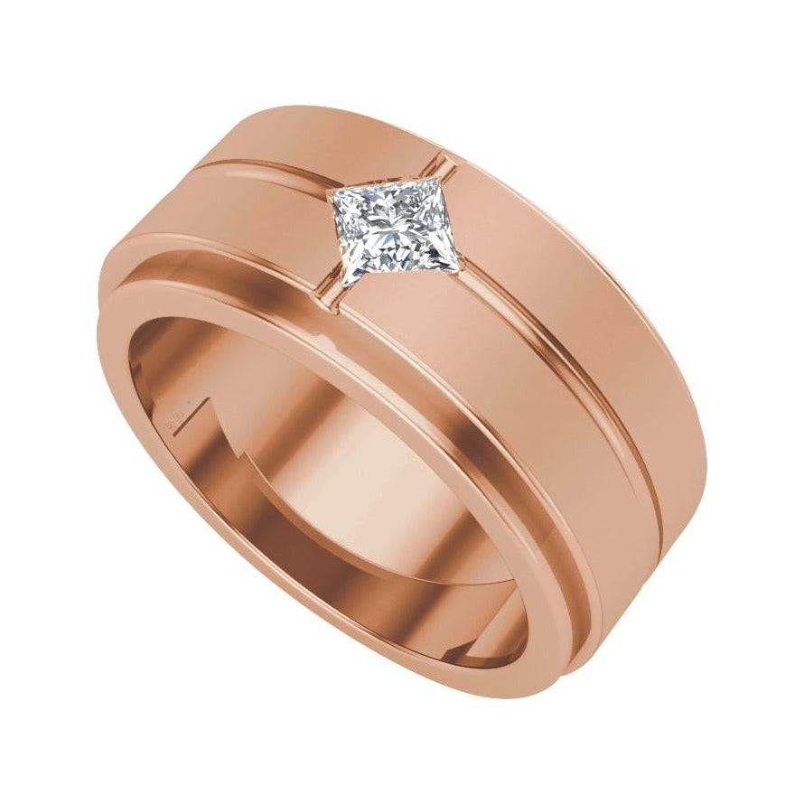 Sapphire Row Lab-Grown Diamond Grooved Princess-Cut Band - 14K Rose Gold (view 4)