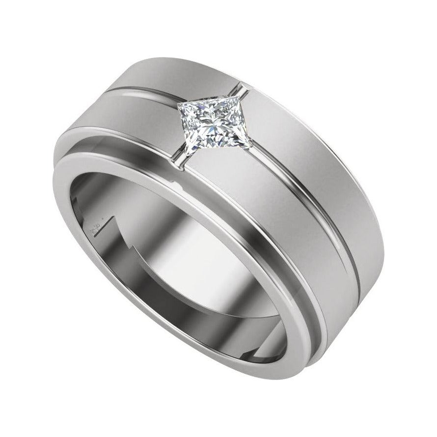 Sapphire Row Lab-Grown Diamond Grooved Princess-Cut Band - 14K White Gold (view 4)