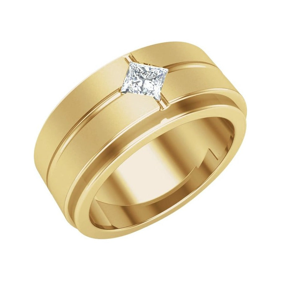 Sapphire Row Lab-Grown Diamond Grooved Princess-Cut Band - 14K Yellow Gold
