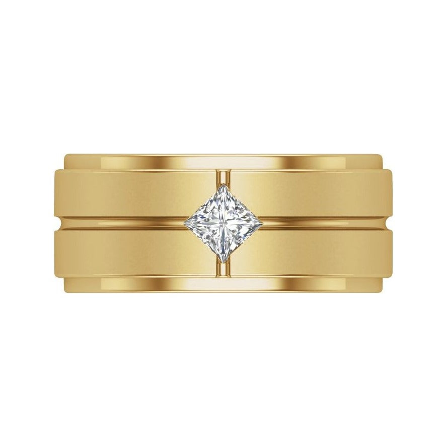 Sapphire Row Lab-Grown Diamond Grooved Princess-Cut Band - 14K Yellow Gold (view 3)