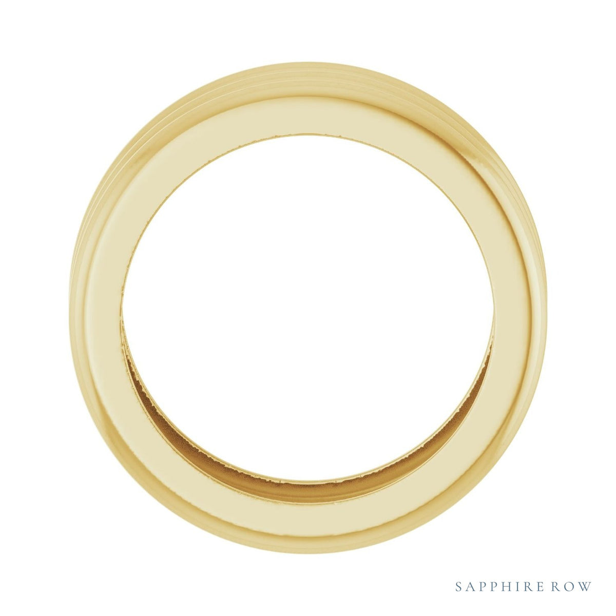 Sapphire Row Gold Grooved Cigar Band - 14K Yellow Gold (view 2)