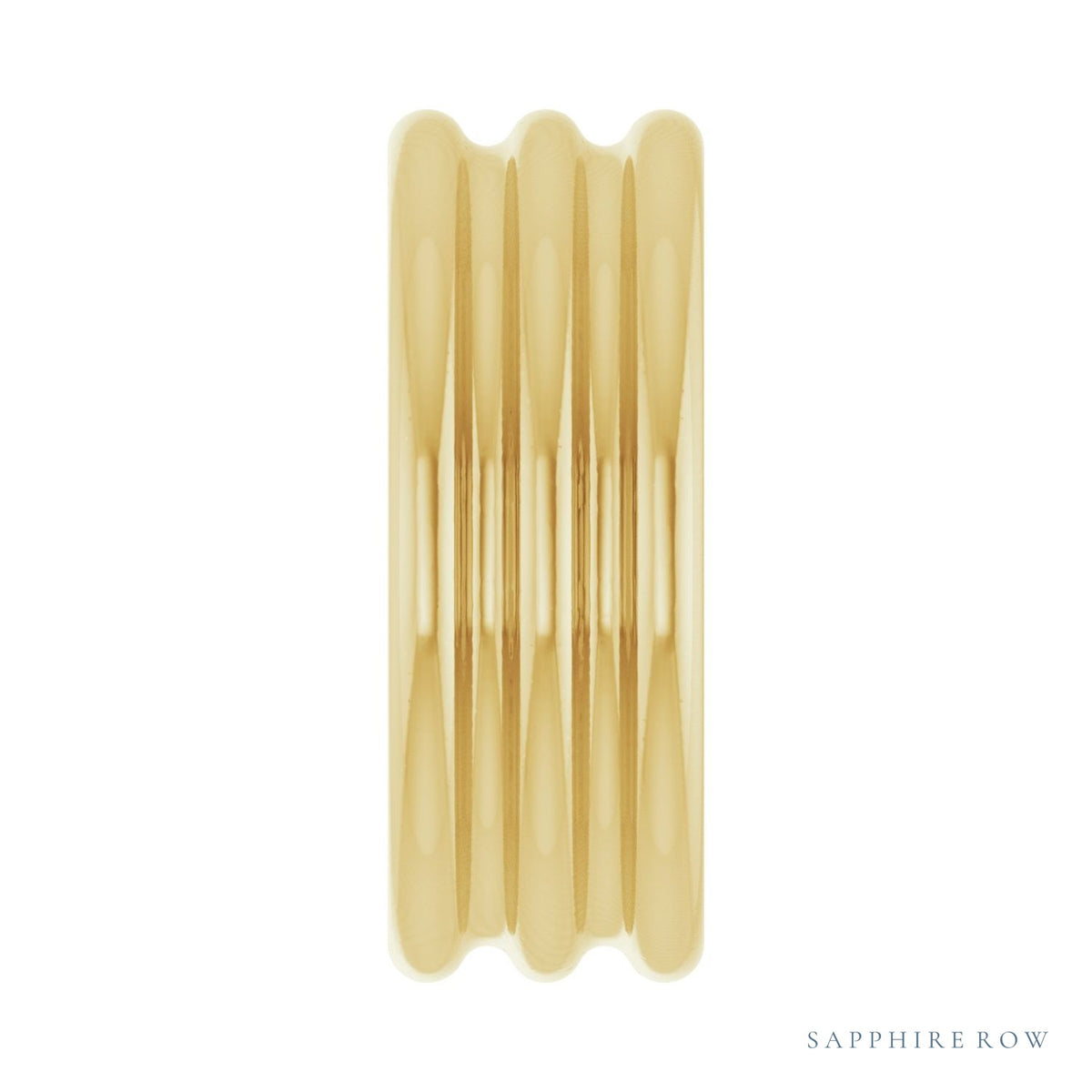Sapphire Row Gold Grooved Cigar Band - 14K Yellow Gold (view 4)