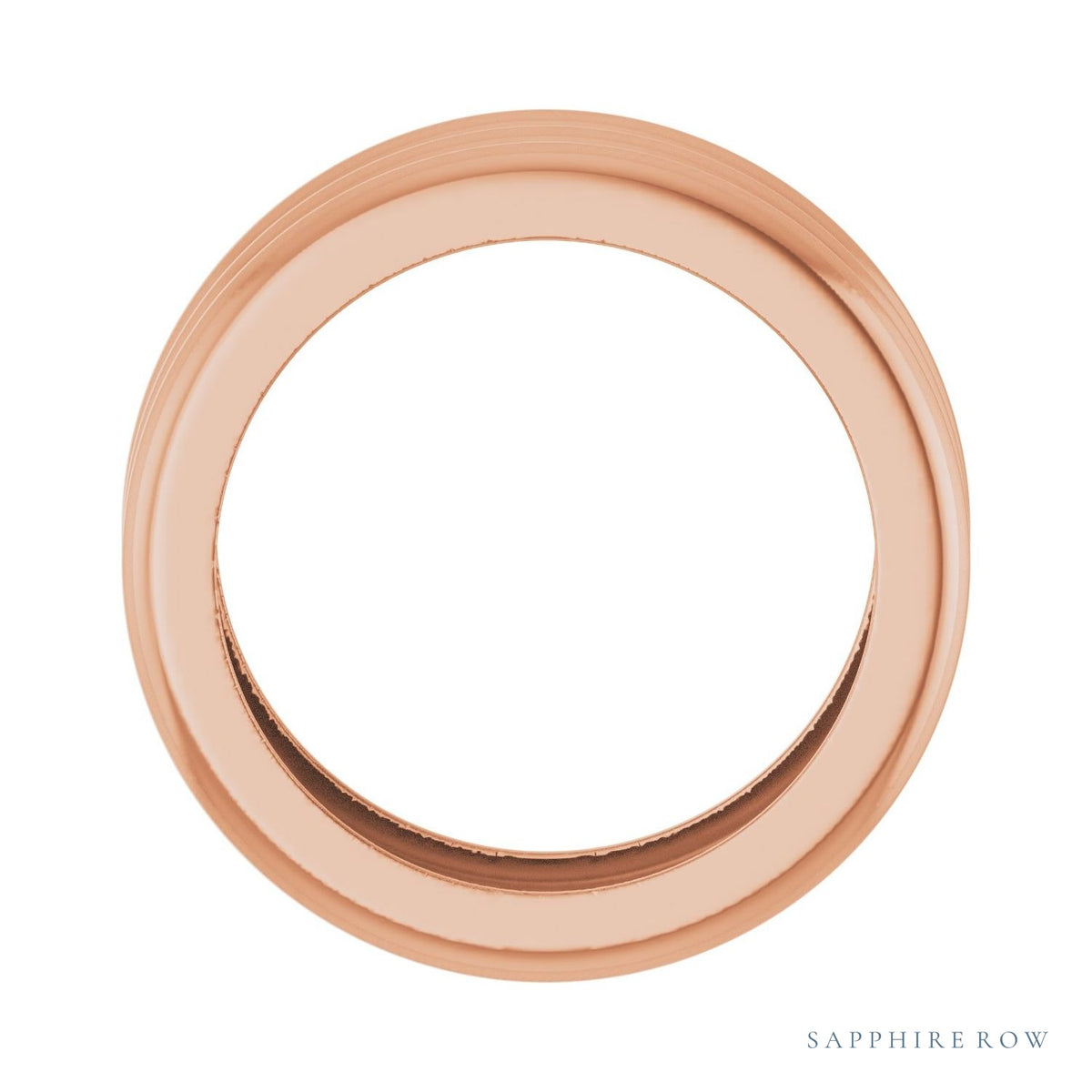 Sapphire Row Gold Grooved Cigar Band - 14K Rose Gold (view 2)