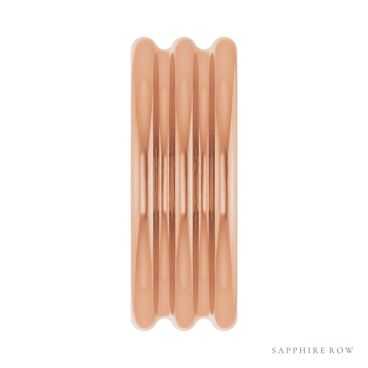 Sapphire Row Gold Grooved Cigar Band - 14K Rose Gold (view 4)