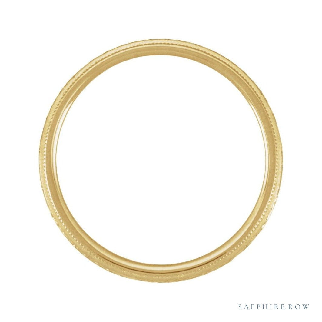 Sapphire Row Gold Hand-Engraved Band - 14K Yellow Gold (view 2)